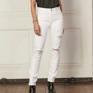 Boyish Billy High Rise Distressed Relaxed Skinny Jean, Sweet Baby Jane White